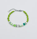Green Crystal Glass Stone Bracelet with Silver Stainless Steel