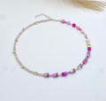 Rose Pink Crystal Glass Necklace Made with Natural Stones and a Silver-Plated Clasp – Women’s Jewellery