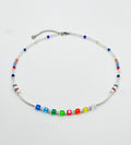 Multicolour & Clear Crystal Glass Necklace | Silver-Plated Steel Clasp