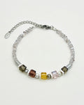 Mix Cube Glass Bracelet in whine gray silver steel