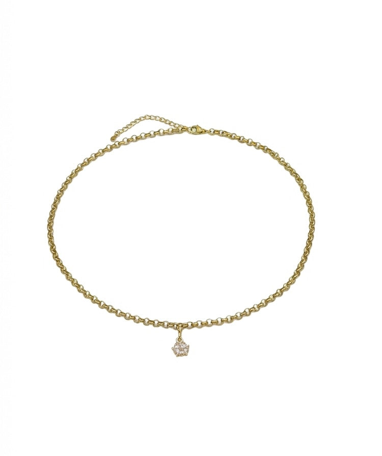 Gold Stainless Steel Necklace with Zirconia Pendant, Elegant Jewelry Gift for Women